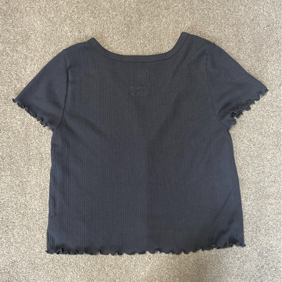 Gap Teen Grey Button Down Eyelet Top Size 14-16 - Picture 2 of 4